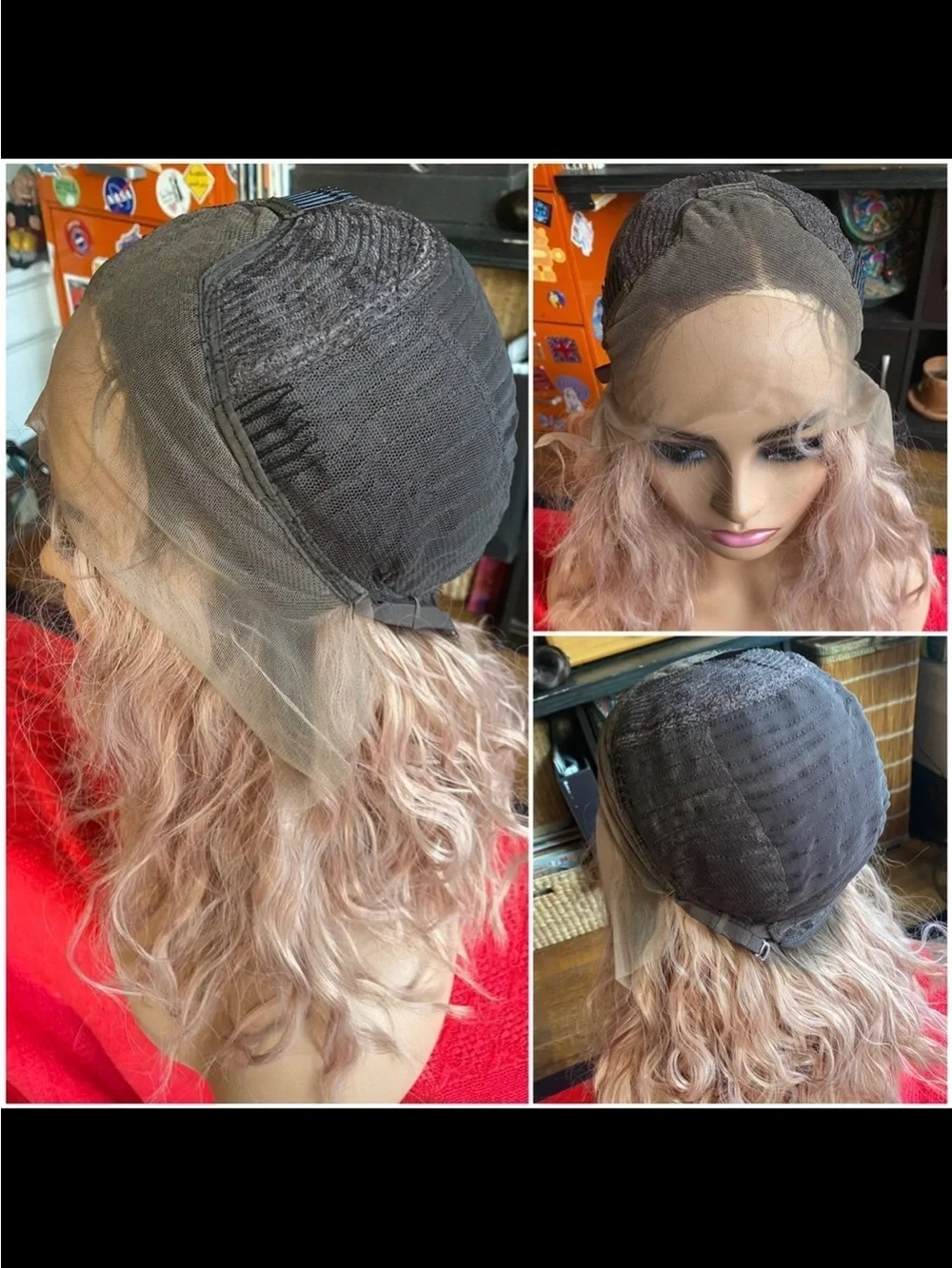 Peachy pink/dusty rose lace front wig